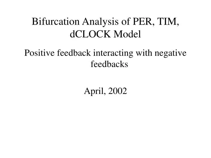 bifurcation analysis of per tim dclock model