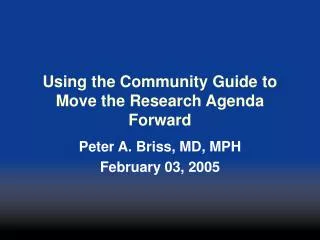 Using the Community Guide to Move the Research Agenda Forward