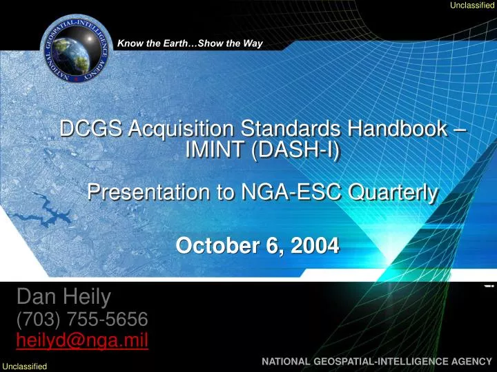 dcgs acquisition standards handbook imint dash i presentation to nga esc quarterly