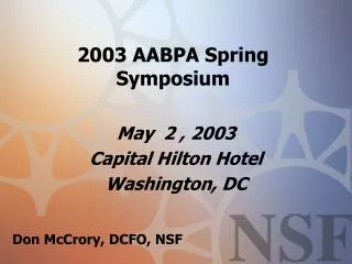 2003 AABPA Spring Symposium