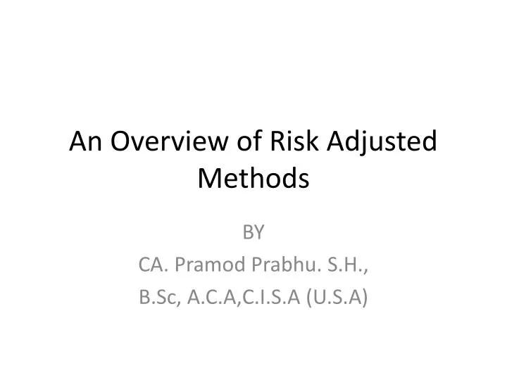 an overview of risk adjusted methods