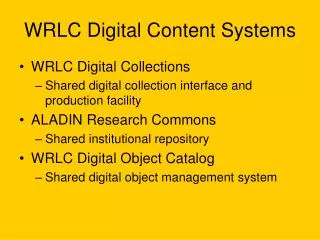 WRLC Digital Content Systems