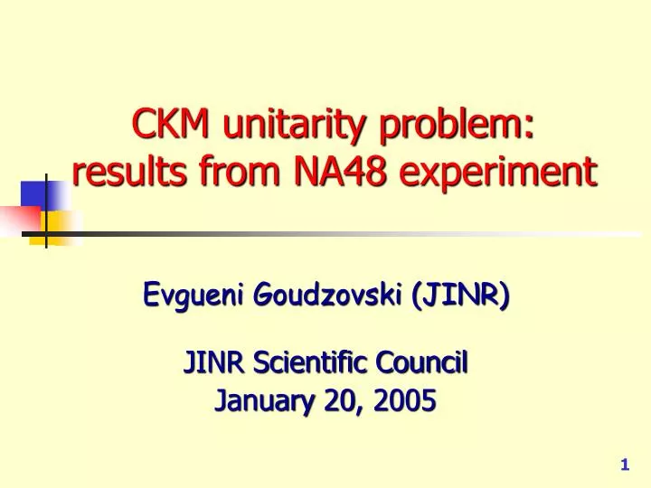 ckm unitarity problem results from na48 experiment