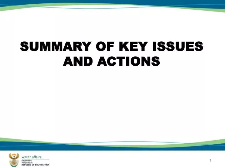 summary of key issues and actions