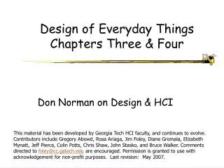 Design of Everyday Things Chapters Three &amp; Four