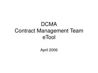 DCMA Contract Management Team eTool