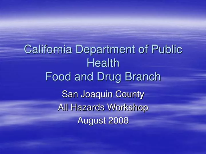 california department of public health food and drug branch