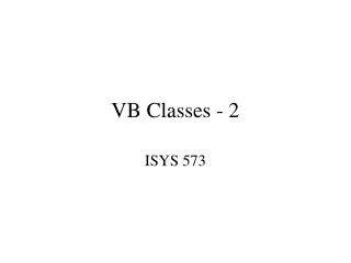 VB Classes - 2