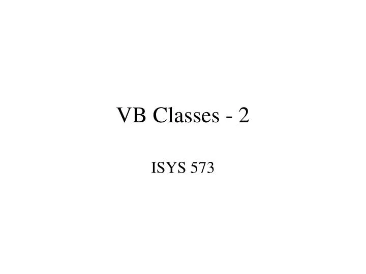 vb classes 2