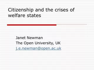 Citizenship and the crises of welfare states