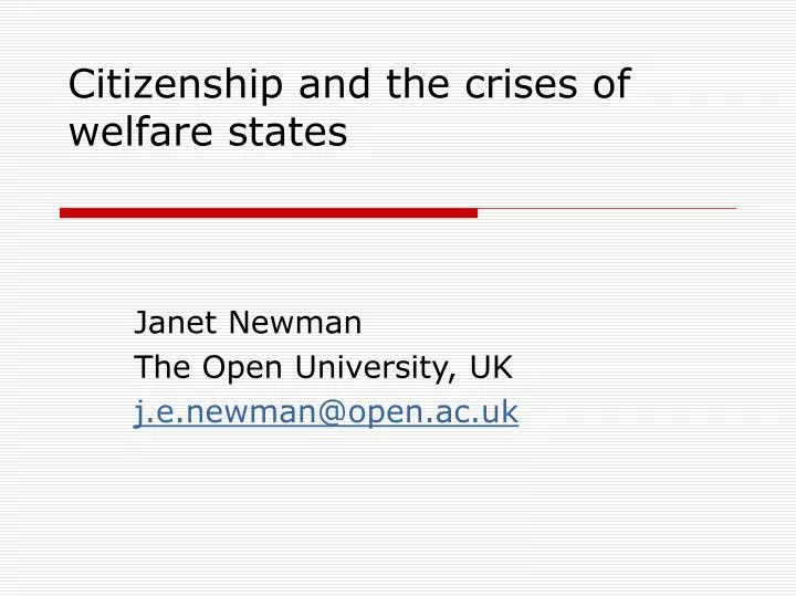 citizenship and the crises of welfare states