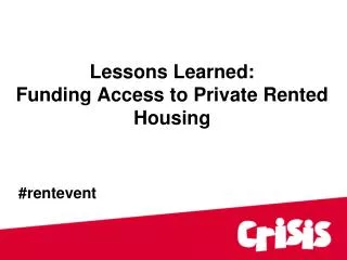 Lessons Learned: Funding Access to Private Rented Housing