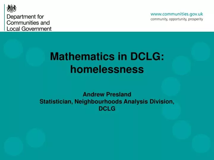 mathematics in dclg homelessness