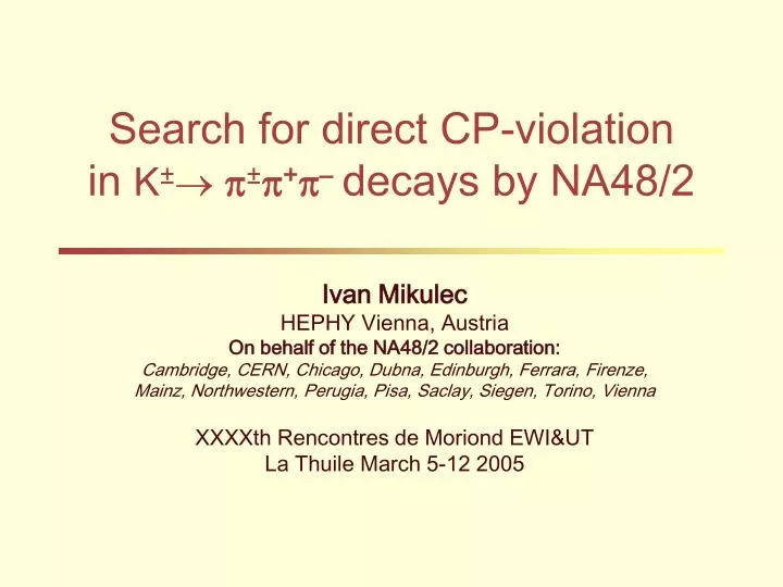 search for direct cp violation in k p p p decays by na48 2