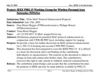 Project: IEEE P802.15 Working Group for Wireless Personal Area Networks (WPANs)