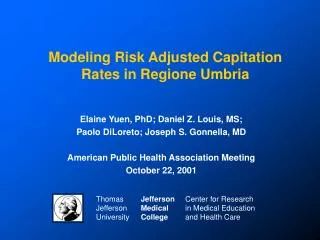 Modeling Risk Adjusted Capitation Rates in Regione Umbria