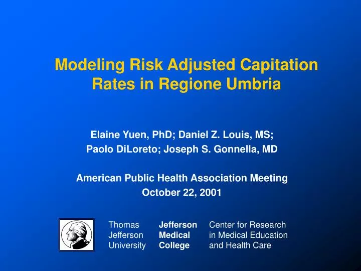 modeling risk adjusted capitation rates in regione umbria