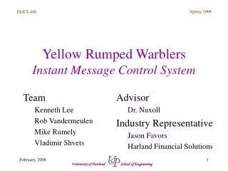 Yellow Rumped Warblers Instant Message Control System