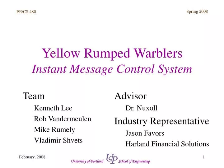 yellow rumped warblers instant message control system