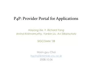 P4P: Provider Portal for Applications
