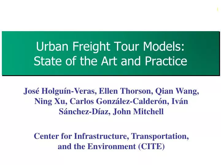 urban freight tour models state of the art and practice