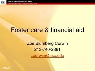 Foster care &amp; financial aid