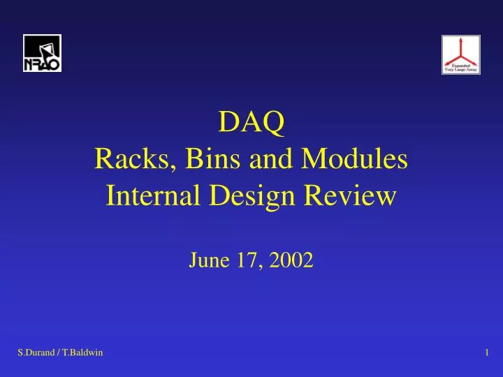 daq racks bins and modules internal design review