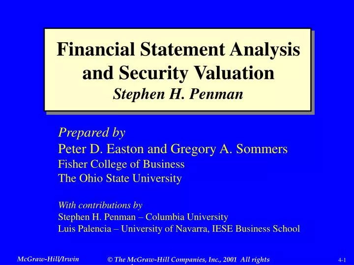 financial statement analysis and security valuation stephen h penman