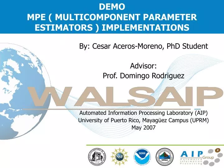 demo mpe multicomponent parameter estimators implementations