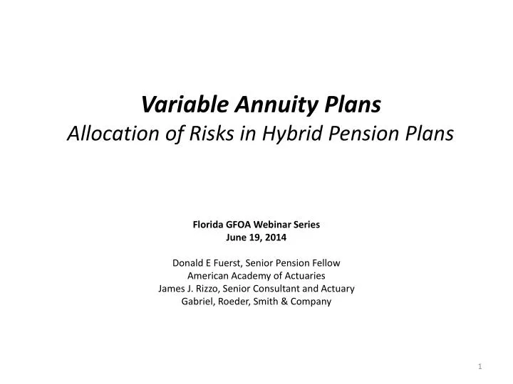 variable annuity plans allocation of risks in hybrid pension plans