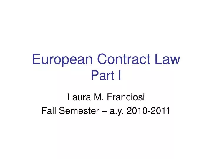 european contract law part i
