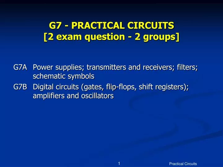 g7 practical circuits 2 exam question 2 groups