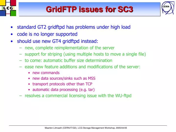 gridftp issues for sc3