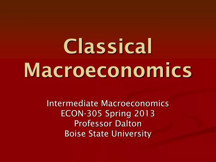 classical macroeconomics