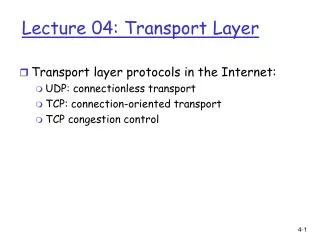 Lecture 04: Transport Layer