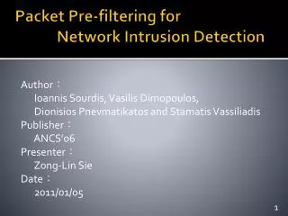 Packet Pre-filtering for Network Intrusion Detection