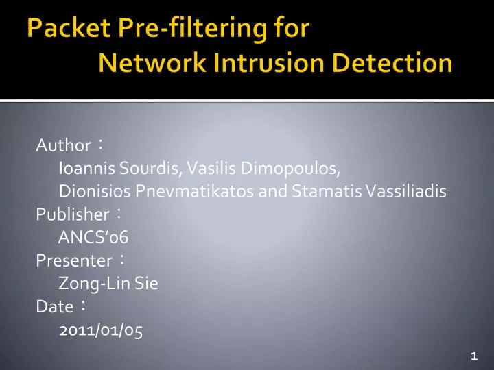 packet pre filtering for network intrusion detection