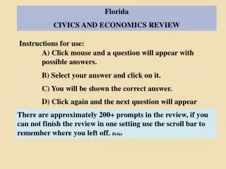 Florida CIVICS AND ECONOMICS REVIEW