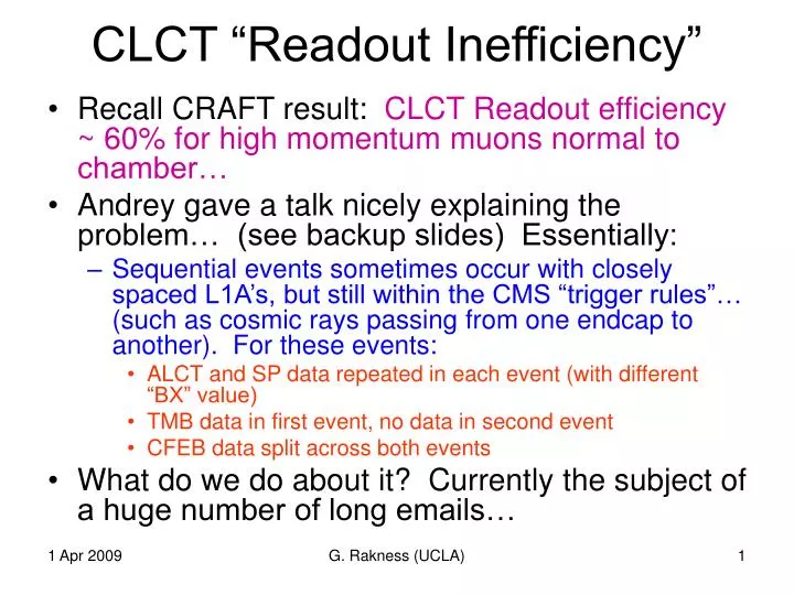 clct readout inefficiency