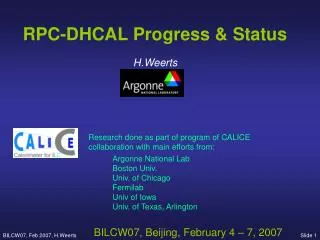 RPC-DHCAL Progress &amp; Status