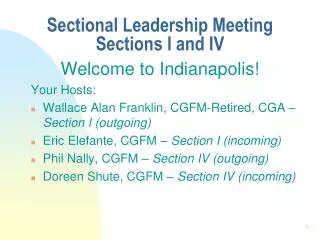 Sectional Leadership Meeting Sections I and IV