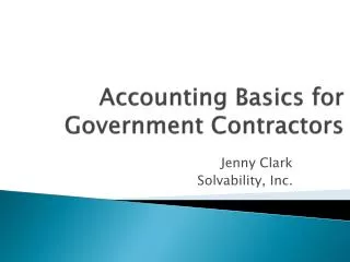 Accounting Basics for Government Contractors
