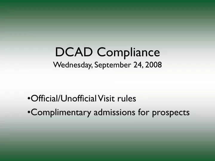 dcad compliance wednesday september 24 2008