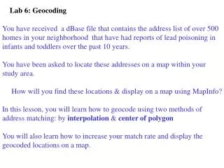 Lab 6: Geocoding