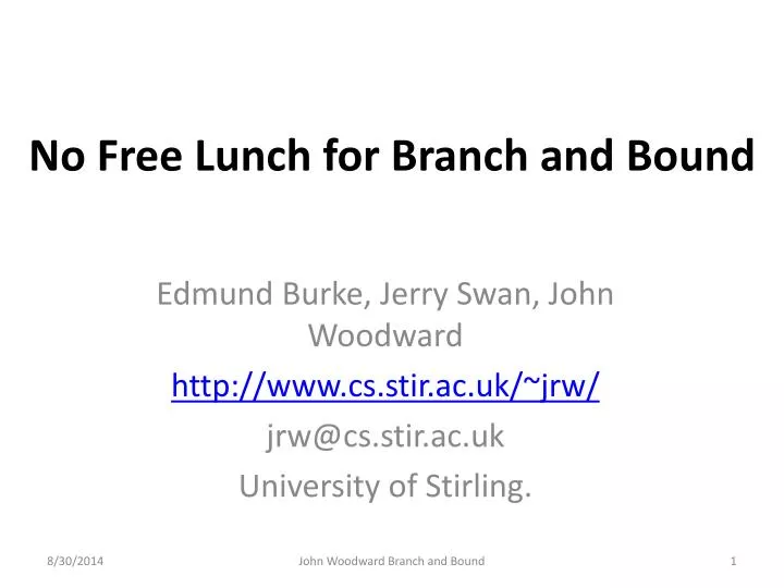 no free lunch for branch and bound