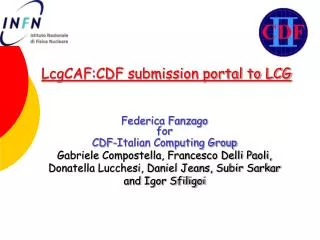 LcgCAF:CDF submission portal to LCG