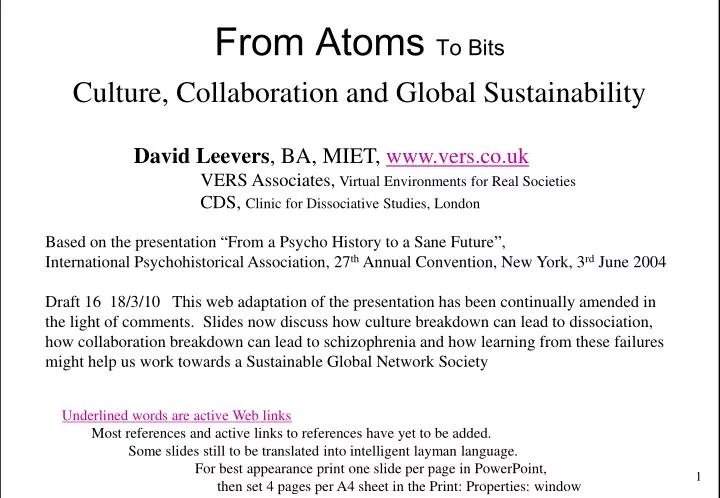 from atoms to bits culture collaboration and global sustainability