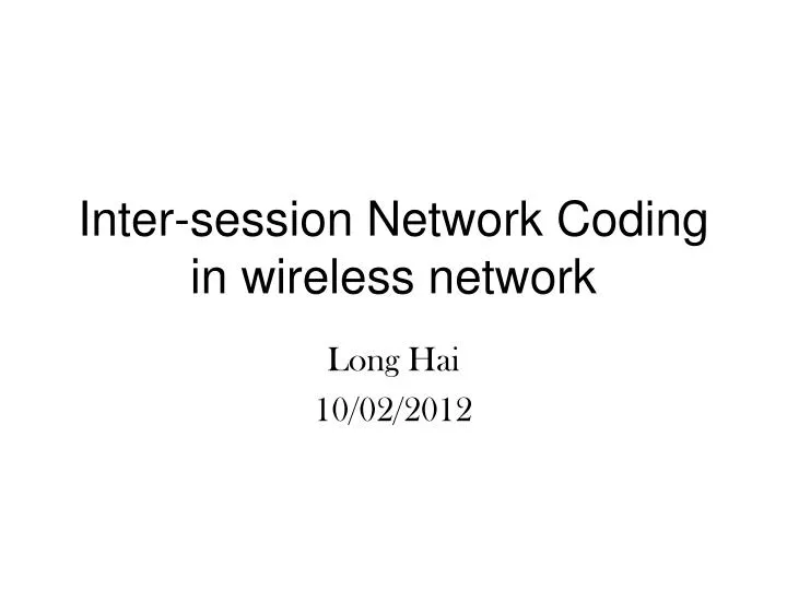 inter session network coding in wireless network