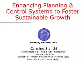 Carmine Bianchi Full Professor in Business &amp; Public Management University of Palermo