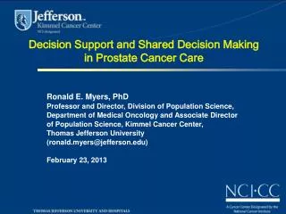 Decision Support and Shared Decision Making in Prostate Cancer Care
